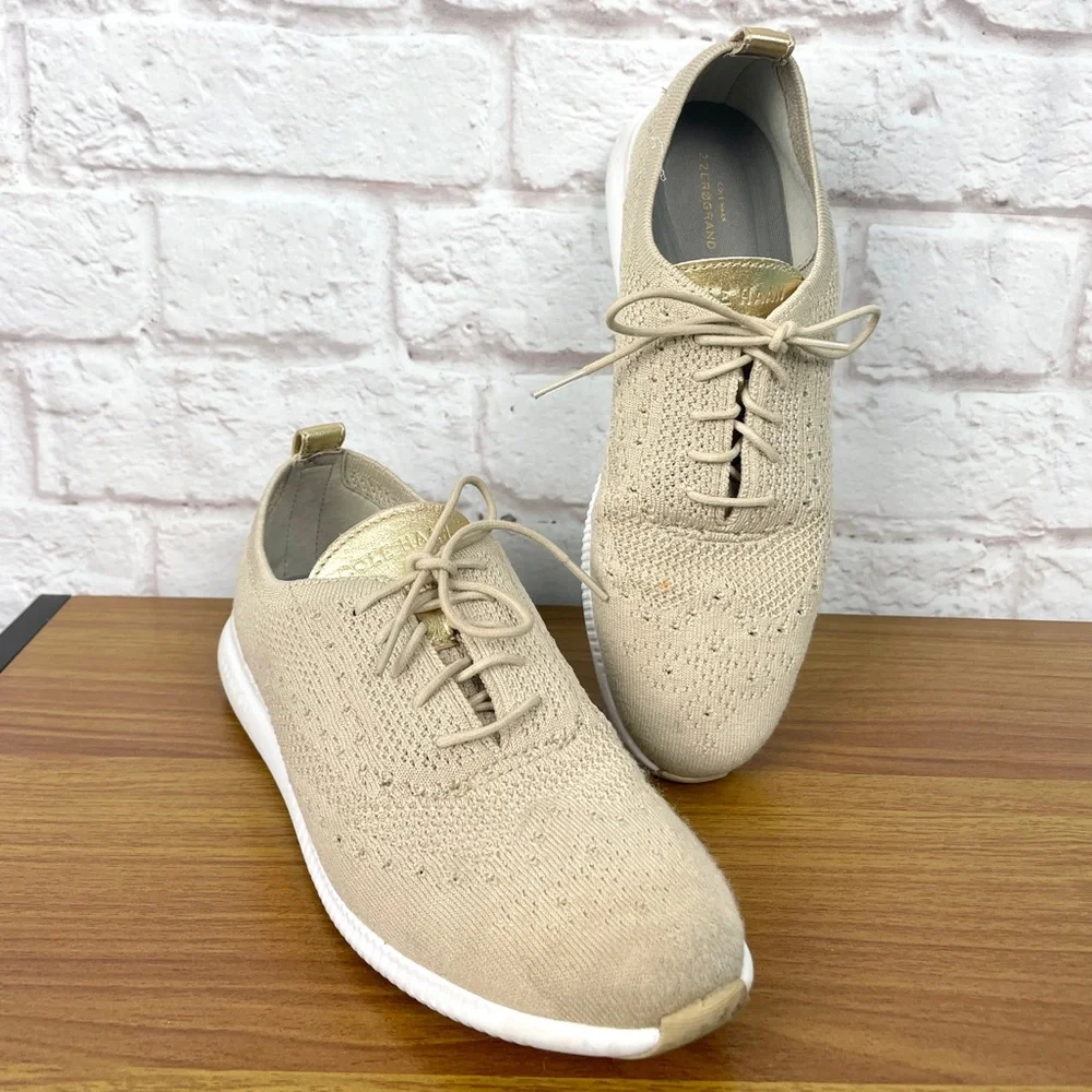 Cole Haan 2.Zero Grand Stitchlite Oxford Gold & Tan Sneakers Size 9